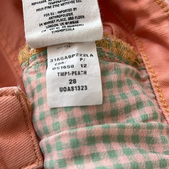 Pilcro Letterpress Anthropologie Peach Stet Crop Capri Denim Jeans Size 28 - Picture 14 of 14